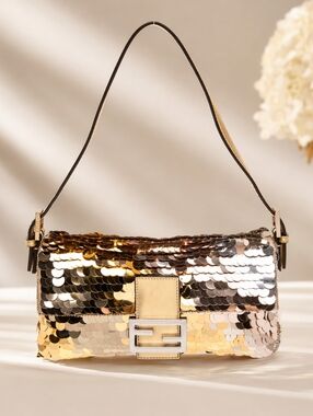 ✨ ICONIC FENDI BAGUETTE GOLD SEQUIN – COLLECTOR PIECE SEX AND THE CITY GLAMOUR ✨